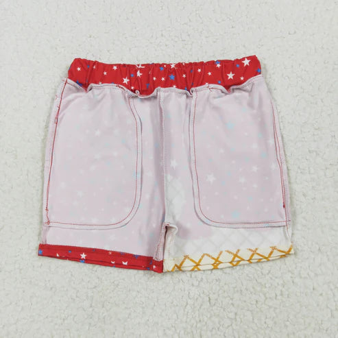 6.17 SS0612 Baby Boys Red Drip Stars Pockets Team Shorts Bottom