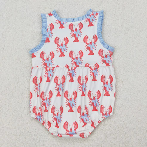 3.29 SR2710 Baby Infant Girls Crawfish Bows Straps Romper