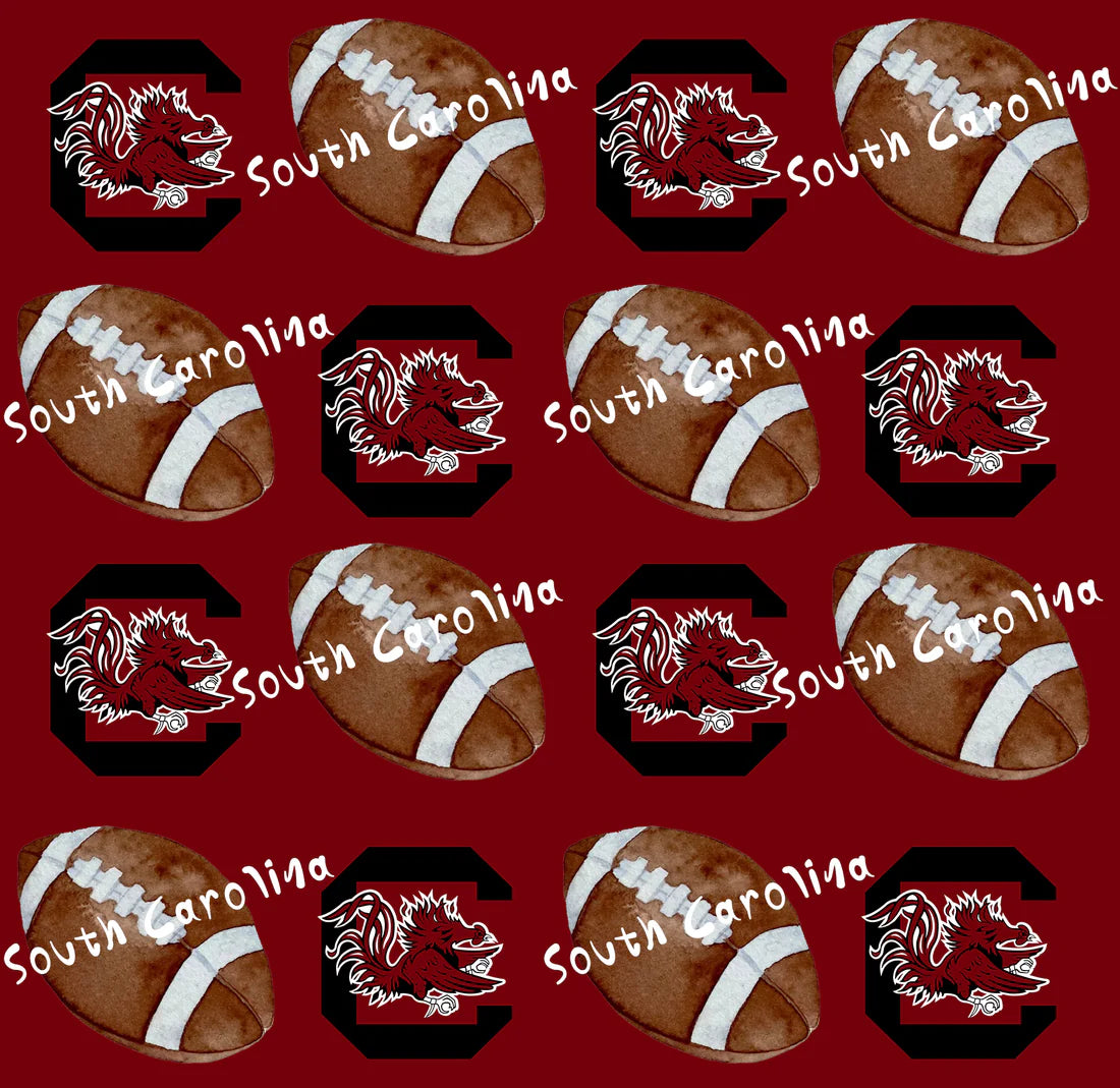 8.30 Custom MOQ 5 Baby Girls Strap Football Ruffle Shorts Carolina Team Knee Length Dress