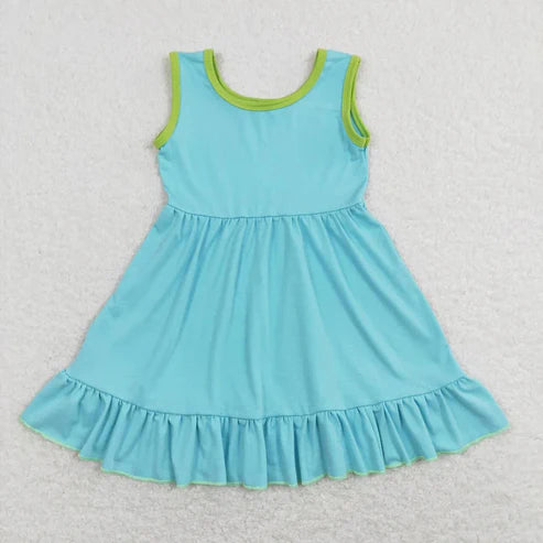 L-3.8 Sibling Baby Girls Sleeveless Ruffle Knee Length Summer Dresses