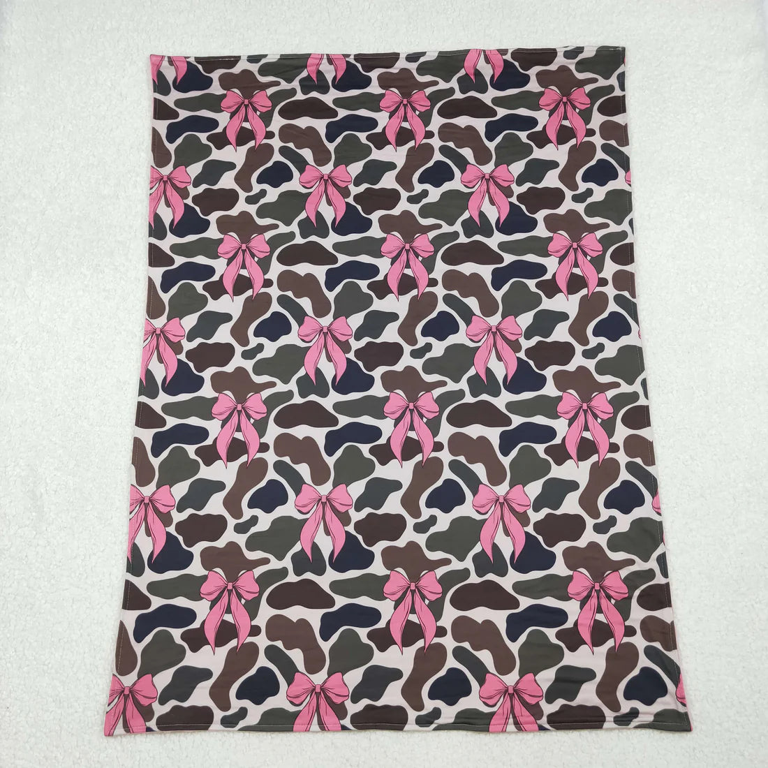 10.16 BL0189 Baby Toddler Children Camouflage Bows Minky Blanket