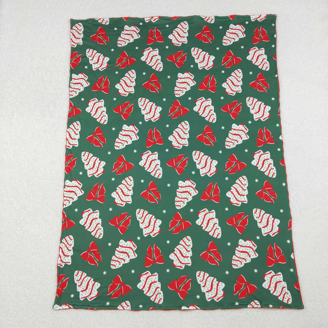 10.16 BL0172 Baby Toddler Children Christmas Tree Cake Bows Minky Blanket