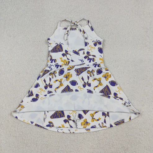 10.10 GSD2781 Baby Girls Strap Go Team Bows Plaid Shorts Team Yoga Active Knee Length Dress