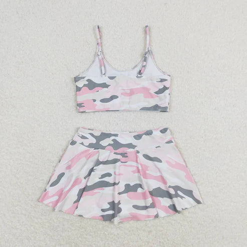 S0285 Pink-gray camouflage swimsuit