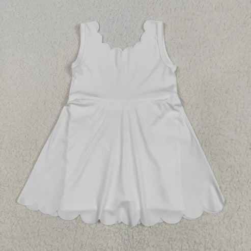 5.21 GSD2370 Baby Girls White Sleeveless Yoga Active Knee Length Dress