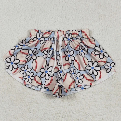 5.9 SS0581 Baby Girls Football Flowers Summer Shorts Bottoms
