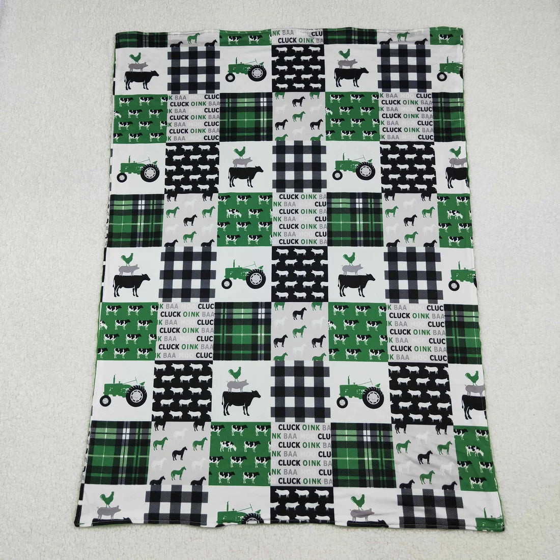10.14 BL0056 Baby Kids Green Farm Western blanket