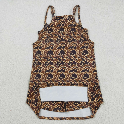 8.13 GSD2735 Adult Women Strap Brown Camo Pockets Yoga Shorts Dress