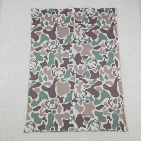 11.17 BL0226 Baby Kids Green Khaki Deer Camo Western Blanket