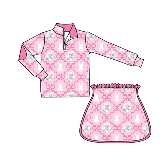 12.29 MOQ:5pcs GLD1577 pre-order baby girl clothes rabbit toddler girl easter yoga skirt outfit