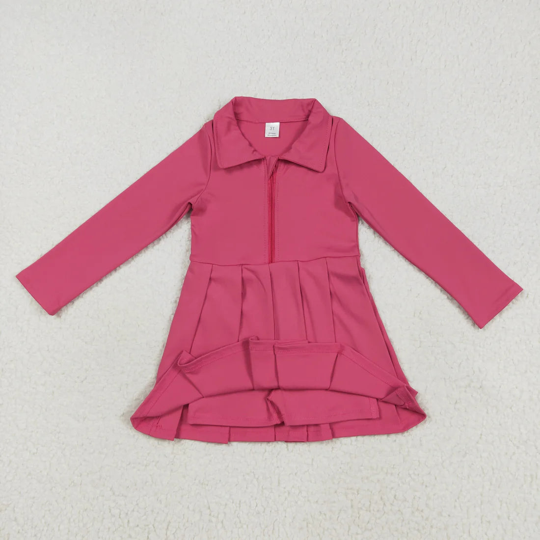 8.12 GLD1146 Baby Girls Watermelon Long Sleeves Zipper Knee Length Dress