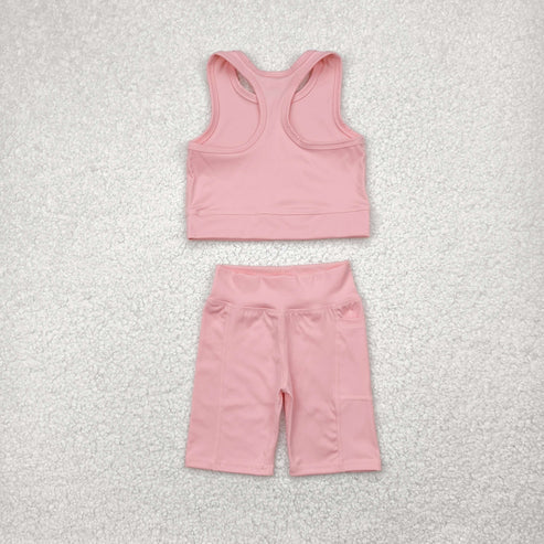 4.29 GSSO1518 Baby Girls Pink Athletic Active Wear Top Shorts Clothes Set
