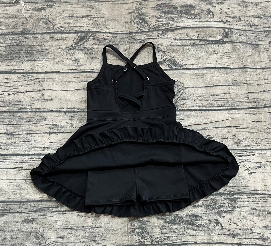 5.20 S0552 Baby Girls Black Knit Knee Length Active Wear Dress Preorder