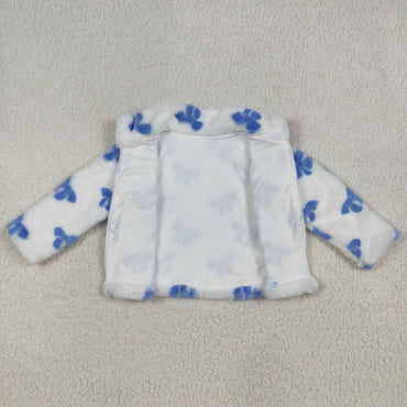 12.27 GT1049 6-12M to 6-7T USA warehouse RTS girl clothes blue bow sherpa fur winter coat winter jacket