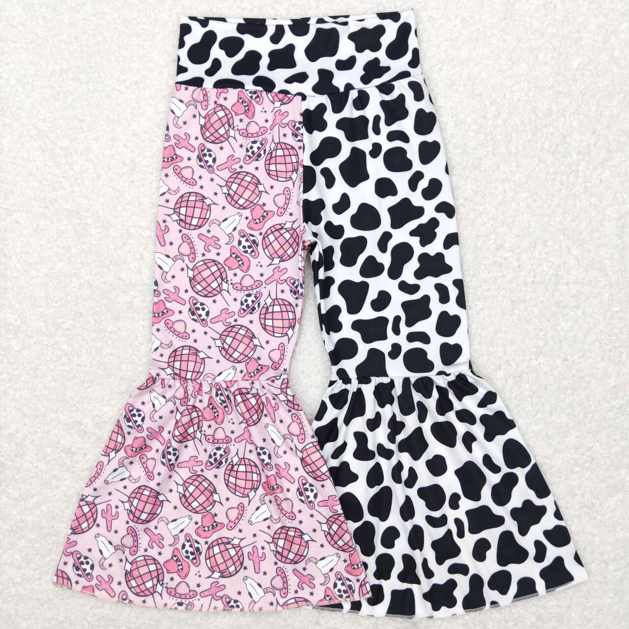 P0369 Alpine cow head cactus light ball cow print patchwork pants