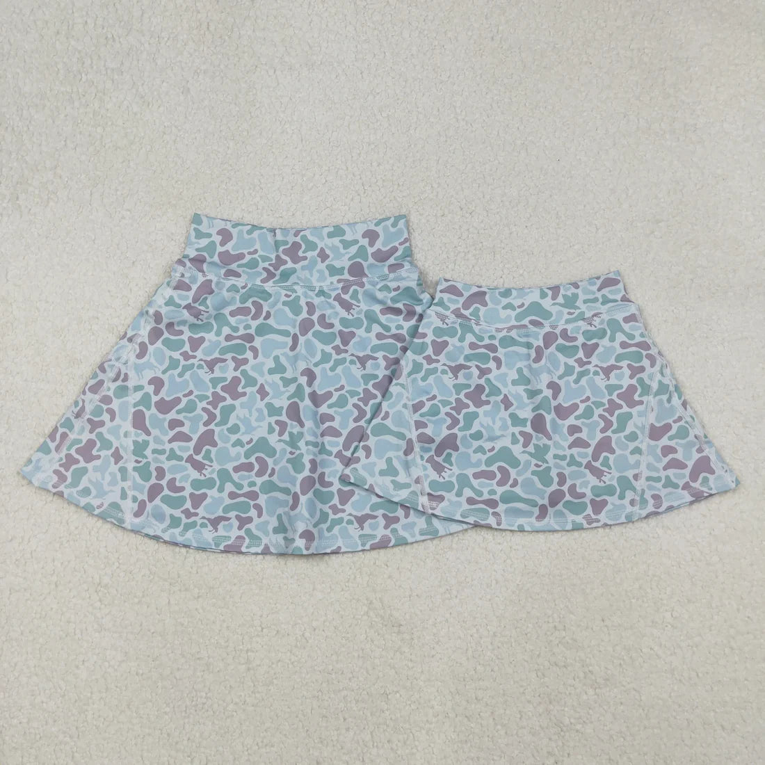 10.20 Mama and Me Adult Women Girls Western Green Camo Yoga Active Skirt Shorts Bottoms