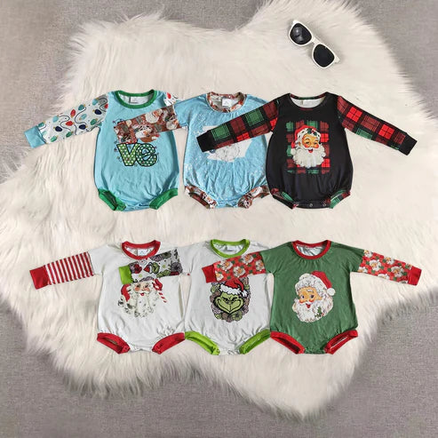 5.21 Sibling Baby Kids Christmas Santa Long Sleeves Rompers