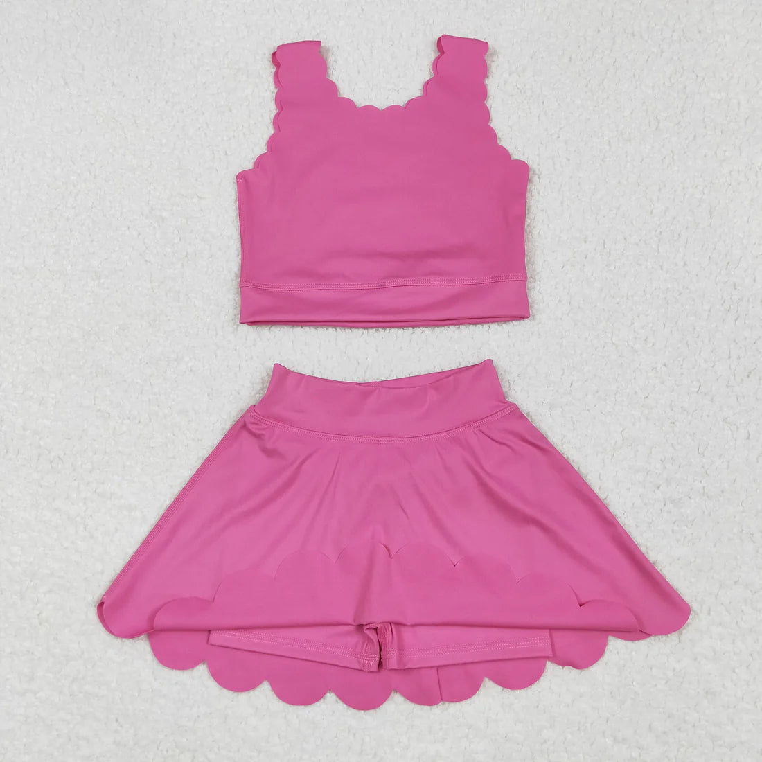 6.2  GSD2092 Baby Girls Hot Pink Yoga Vest Skirt Active Wear Clothes Set