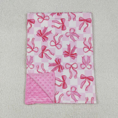 6.23 BL0206 Baby Kids Pink Bows Plaid Blanket