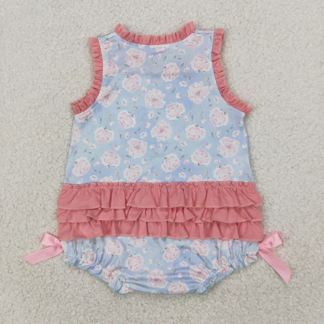 4.9 SR2911 Baby Infant Girls Pink Ruffle Sleeveless Little Sister Floral Romper