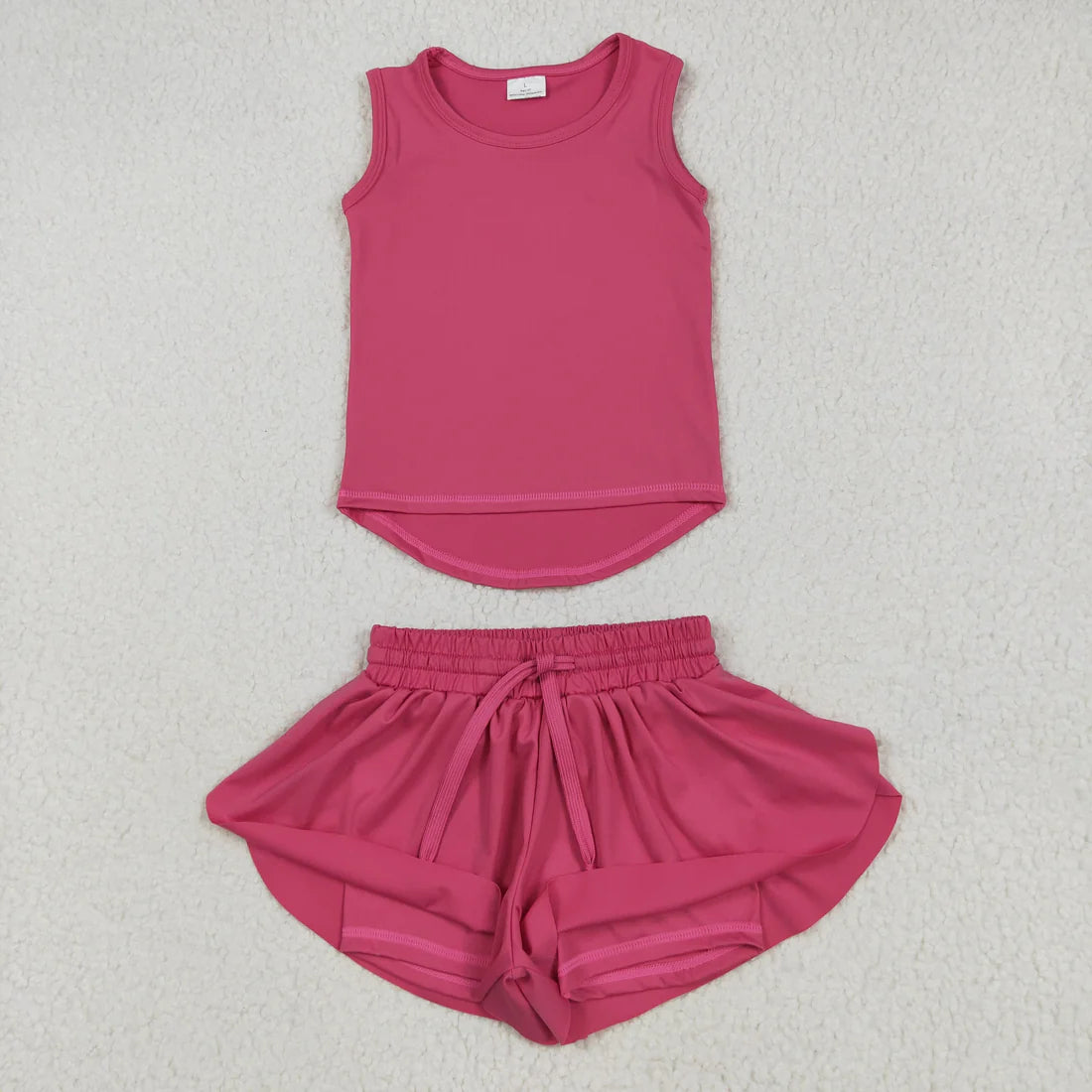 5.24 GT0982+SS0545 Baby Girls Hot Pink Sleeveless Top Skorts Set