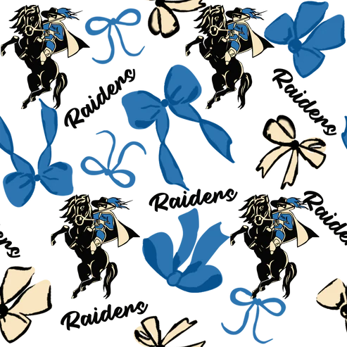 8.12 Custom Moq 5 Baby Girls Blue Bows Raiders Short Ruffle Team Knee Length Dresses