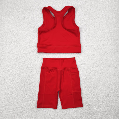 4.29 GSSO1519 Baby Girls Red Athletic Active Wear Top Shorts Clothes Set
