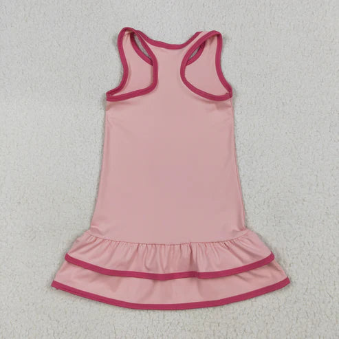 7.10 GSD2630 Baby Girls Pink Sleeveless Ruffle Yoga Knee Length Dress