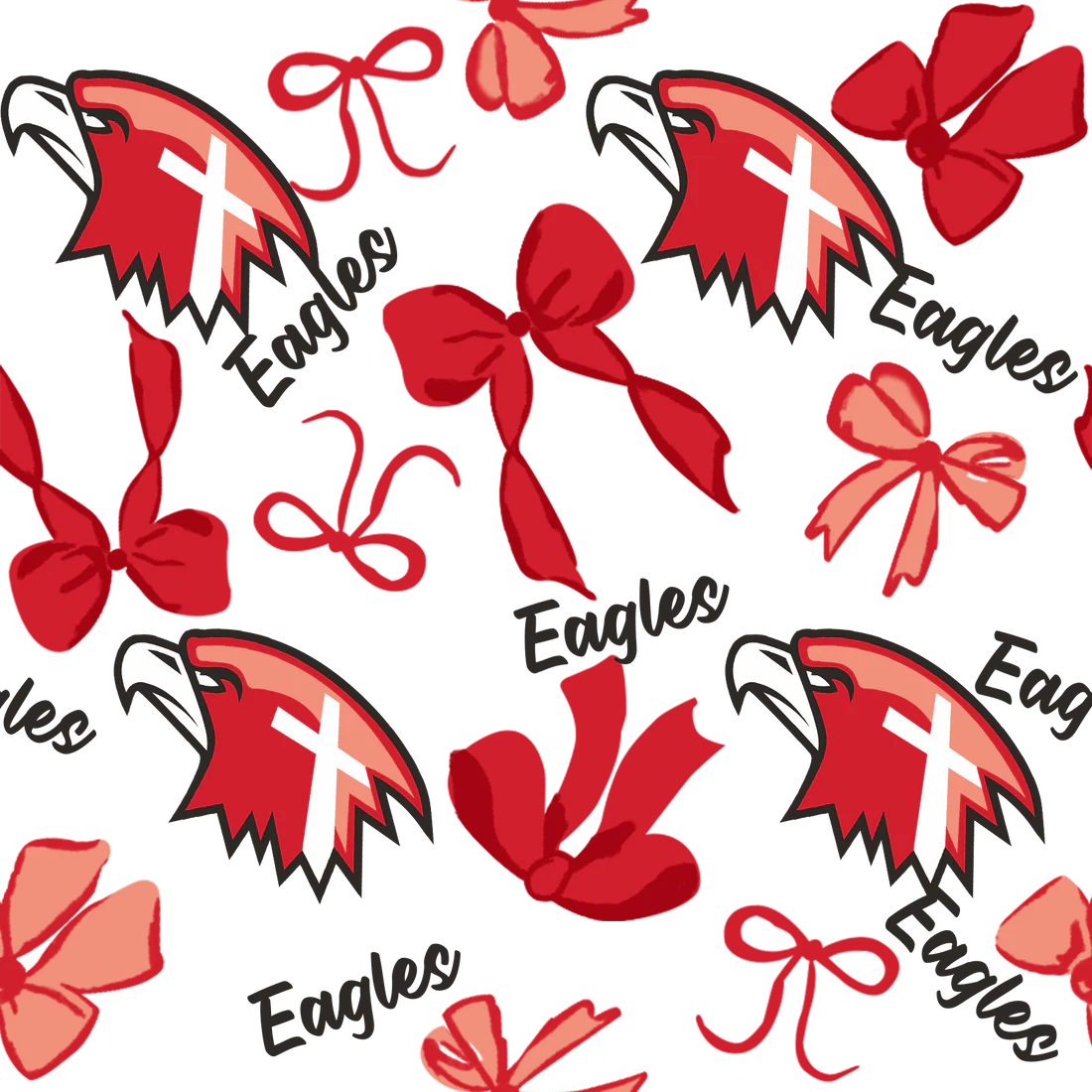 7.31 Custom Moq 5 Baby Girls Red Bows Eagles Short Ruffle Team Knee Length Dresses