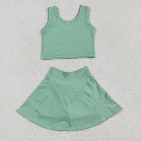 4.25 GSD1984 Baby Girls Green Vest Top Sports Skorts Clothes Set