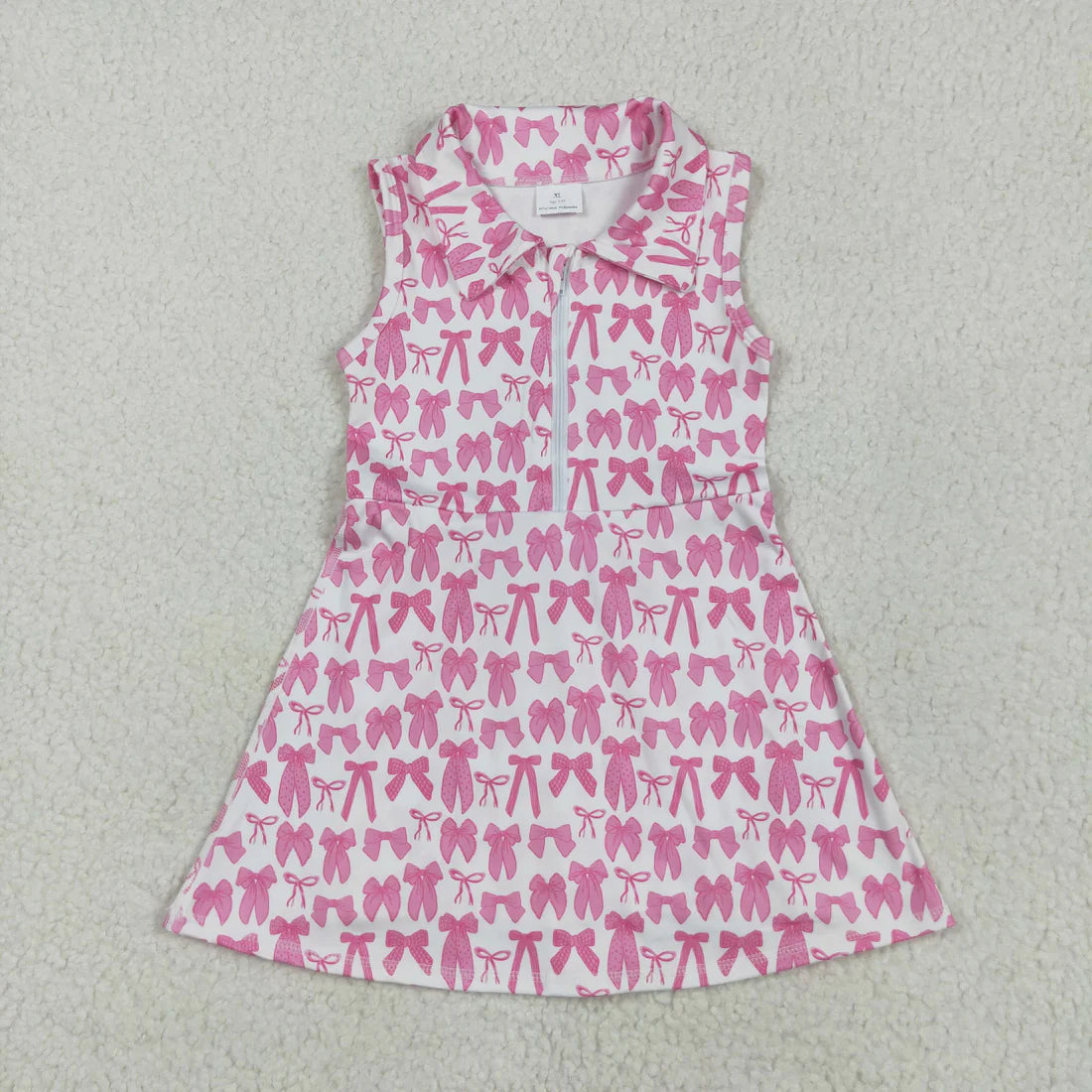 5.15 GSD2379 Baby Girls Sleeveless Pink Bows Zipper Yoga Active Knee Length Dress