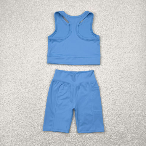 4.29 GSSO1515 Baby Girls Blue Athletic Active Wear Top Shorts Clothes Set