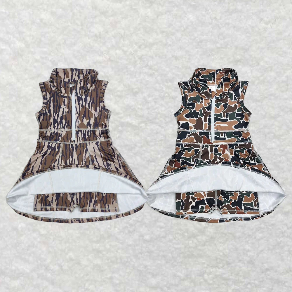 L-3.3 Baby Girls Sibling Camouflage yoga Athletic Dresses