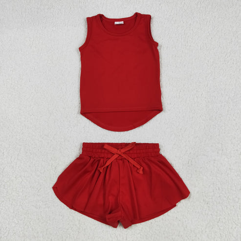 5.21 GT0981+SS0544 Baby Girls Red Sleeveless Top Skorts Set