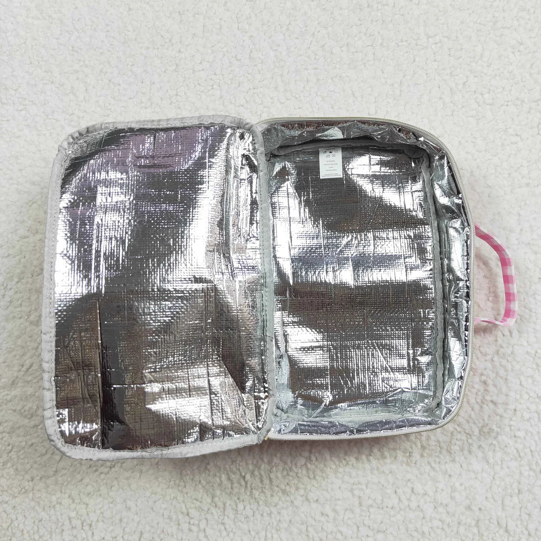 3.10 BA0088 Pink and white check lace lunch box bag
