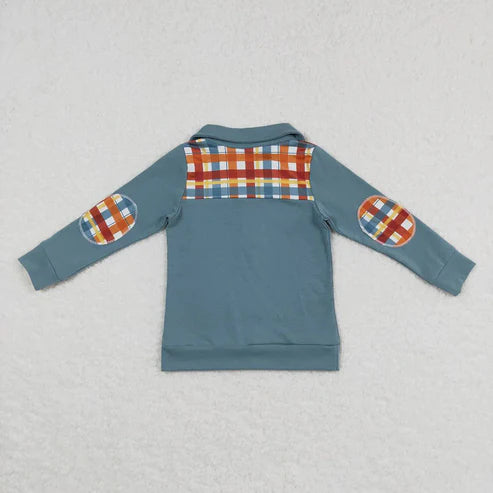8.22 Sibling Baby Boys Long Sleeves Western Ducks Baseballs Half Zipper Pullovers Top