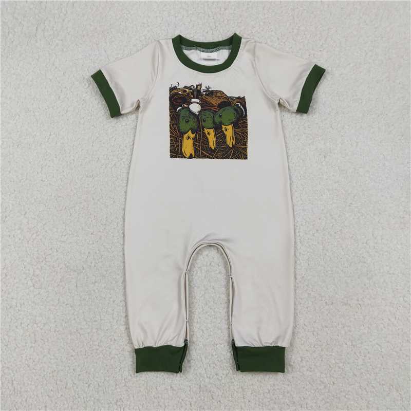 RTS NO MOQ(In Stock) SR3681 Duck Hunting Light-Colored Short-Sleeved Jumpsuit