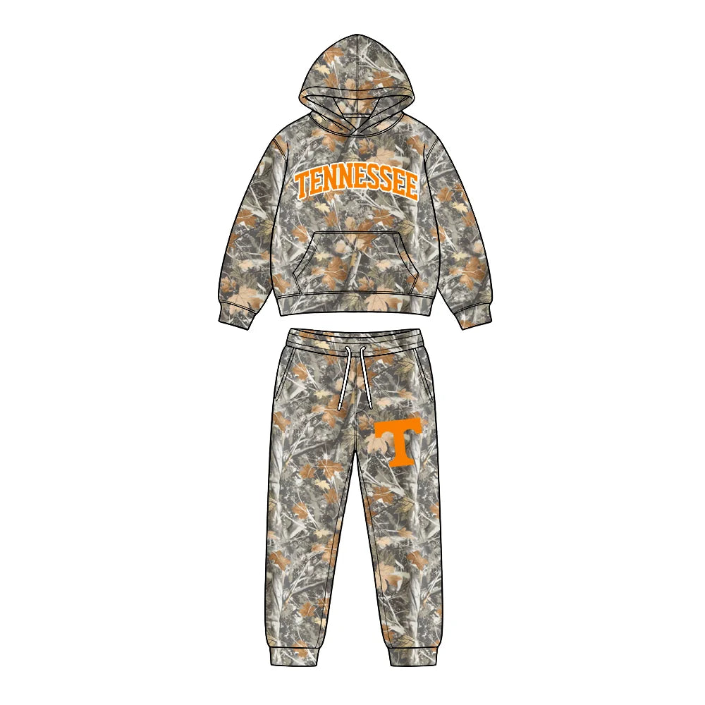 Custom Order Baby Boys Leaves Camo Tennessee Pocket Hoodie Pockets Pant Team Clothes Sets