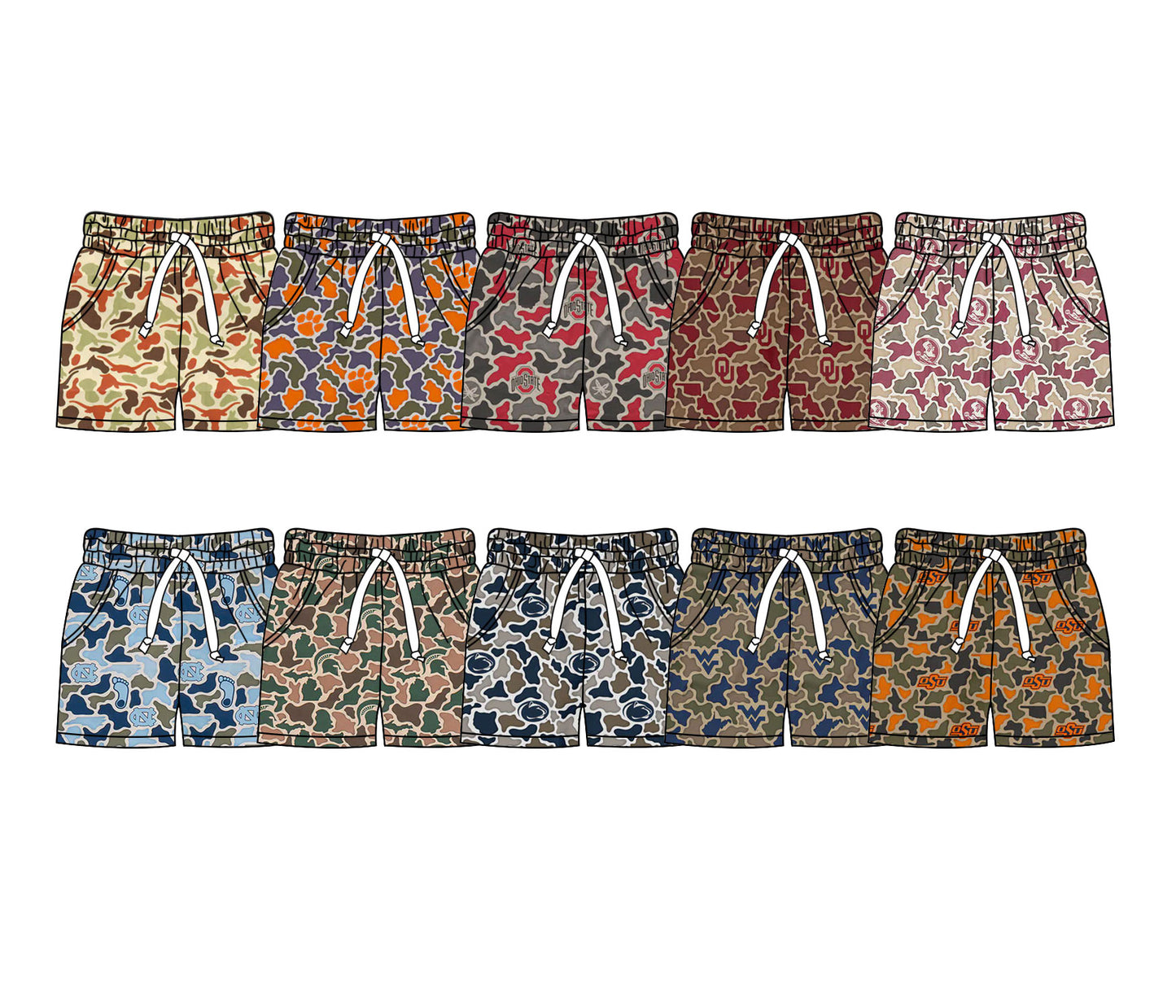26.1.8 Custom MOQ:3 or 5 pcs each design milk silk Sibling baby boy clothes summer team camouflage shorts 10