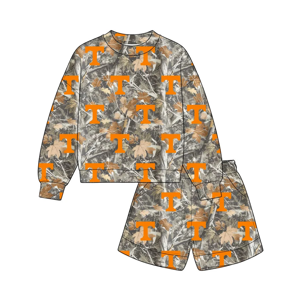 Custom Order Baby Boys Leaves Camo Tennessee Top Pockets Short Team Clothes Sets