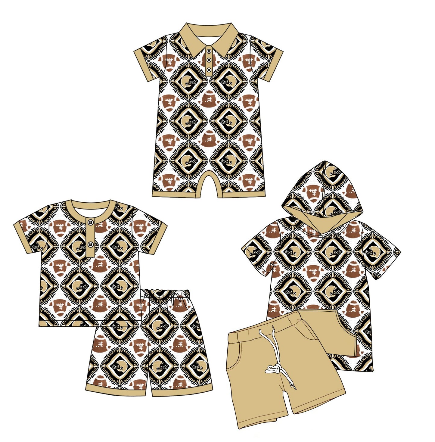 26.1.12 Custom MOQ:3 or 5 pcs each design milk silk Sibling baby boy clothes team short sleeve shorts sets 2 and romper