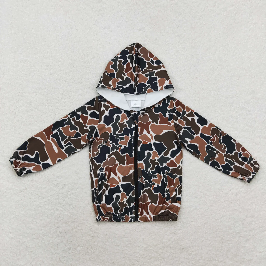 Sibling baby boys girls clothes camouflage zipper hooded long sleeve tops