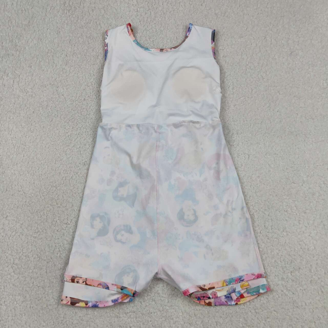 GSD2136 Kids Baby Girls Princess Flowers Yoga Active Wear Skort Knee Length Dresses