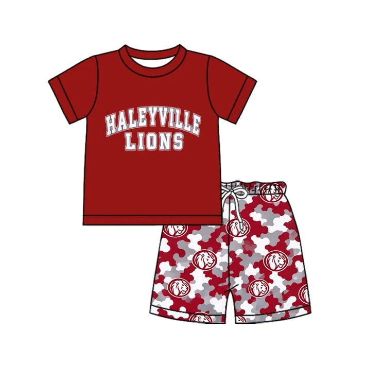 Custom Order Baby Boys Haleyville Lions Top Camo Short Team Clothes Sets