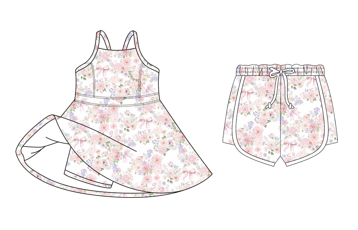 26.1.16 Custom (Moq 3 or 5) Sibling Baby Girl Baby Girl Floral Short Sleeve Dress Shorts Clothes