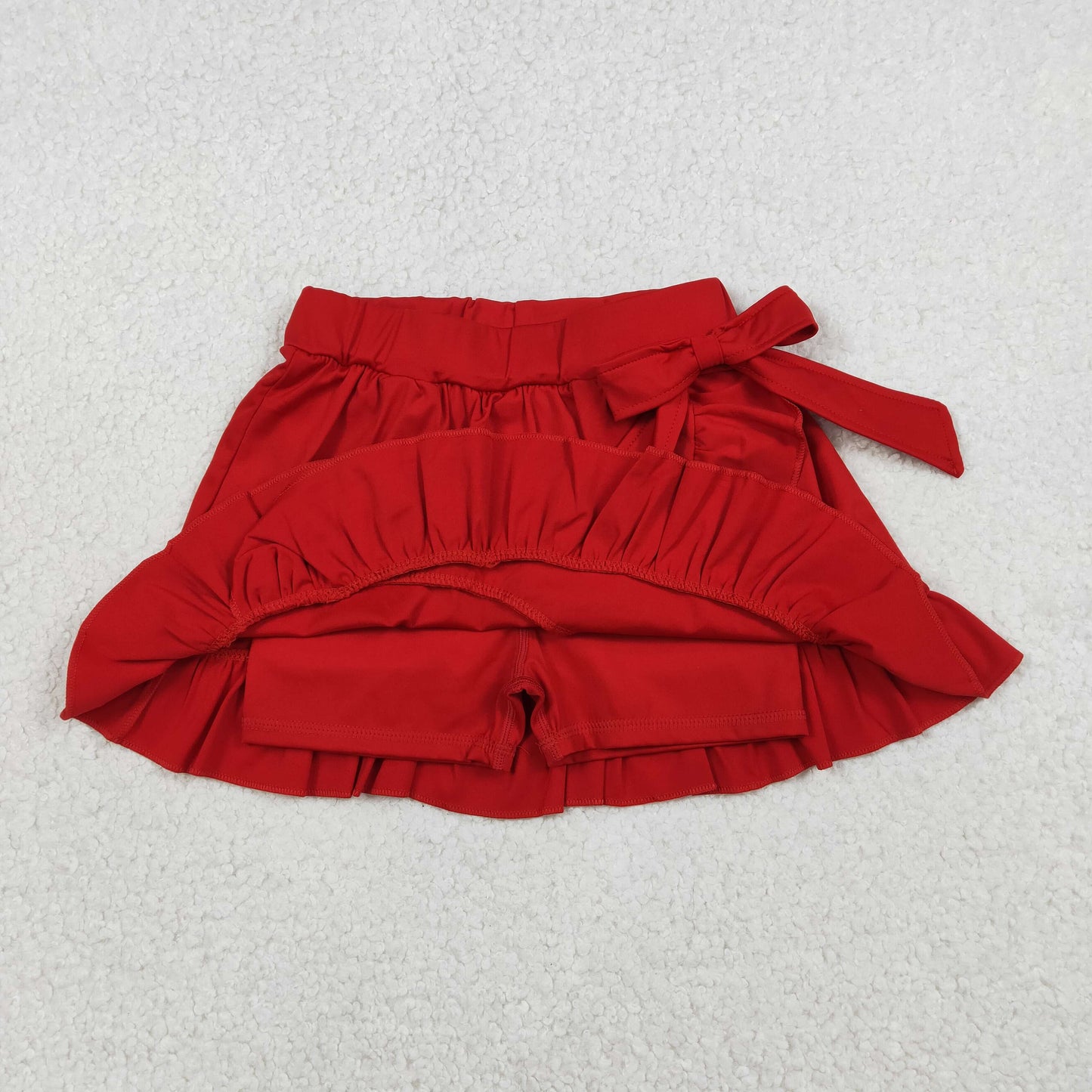 RTS NO MOQ(In Stock) GLK0215 Solid Color Red Lace Bow Yoga Skirt