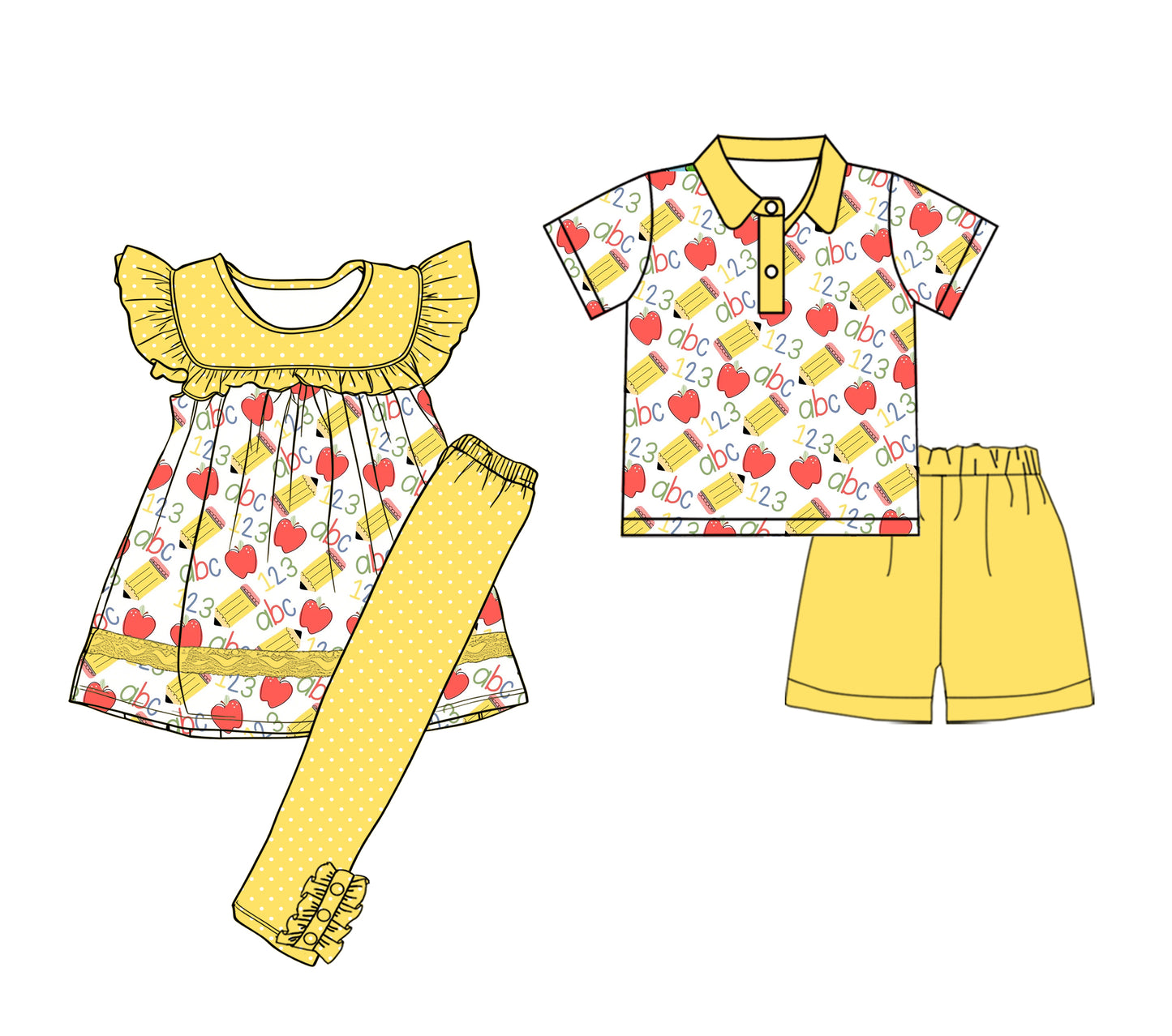 26.1.14 Custom MOQ:3 or 5 pcs each design milk silk Sibling baby girl boy clothes abc short sleeve shorts sets and pants sets