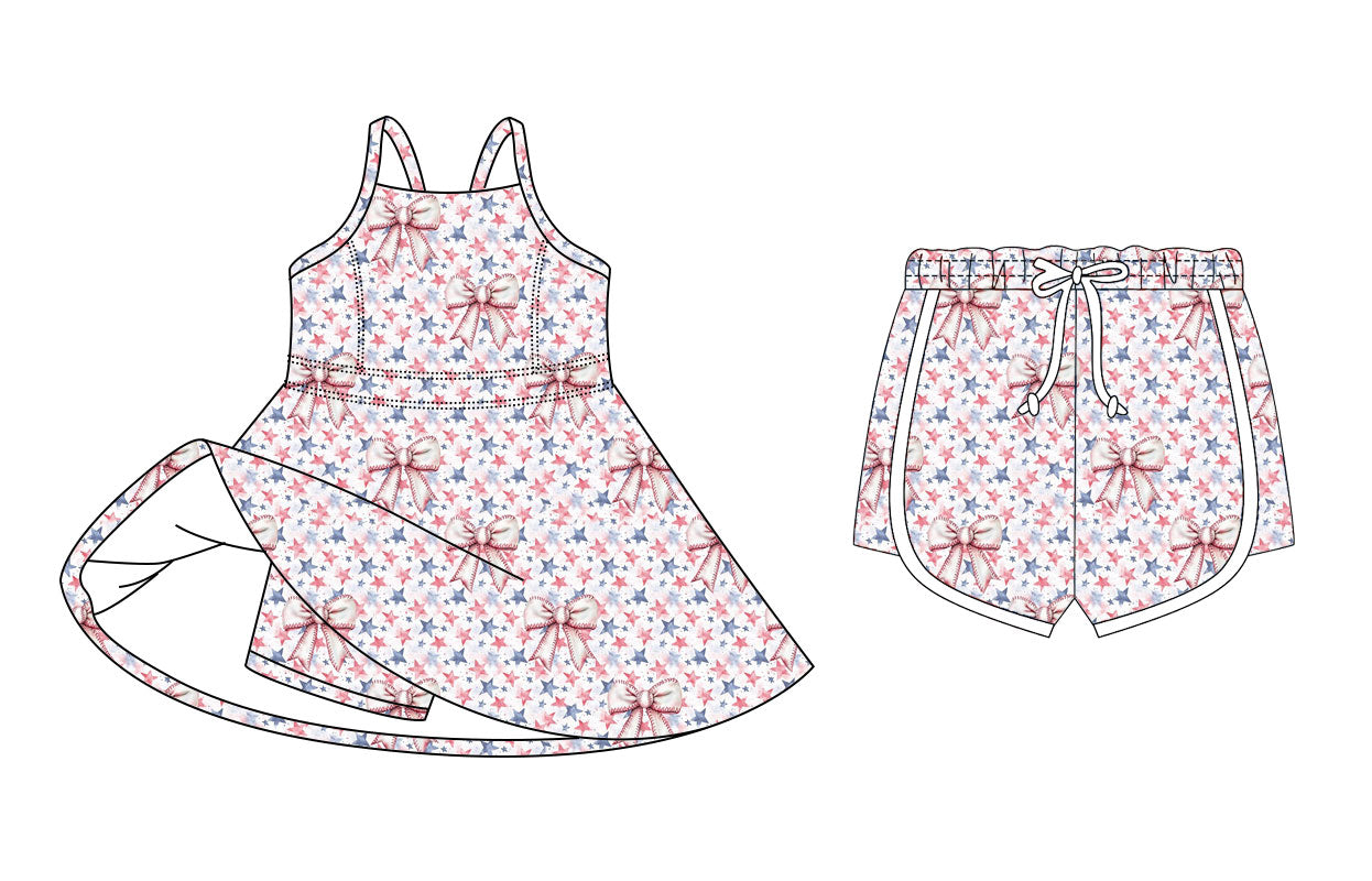 26.1.16 Custom (Moq 3 or 5) Sibling Baby Girl Stars Bow Short Sleeve Dress Shorts Clothes