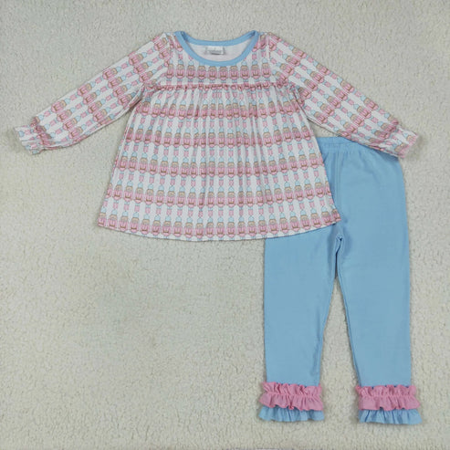 7.10 Sibling Baby Girls Christmas Soldier Top Blue Rompers Outfits