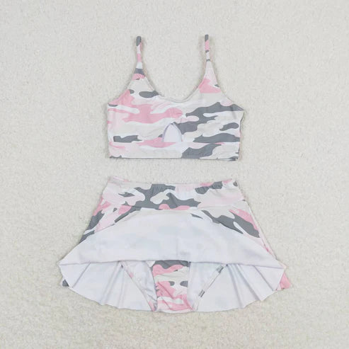 S0285 Pink-gray camouflage swimsuit